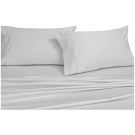 happy at home King Size Giza Cotton Sheets Set – 100% Certified Giza Cotton, 4-Piece Luxury Bed Sheet Set, 18'' Deep Pocket, Soft & Breathable, Hotel Quality Bed Sheets, Light Grey Solid