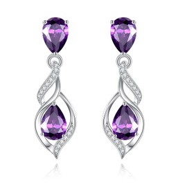 FANCIME Gift for Women February Birthstone Earrings for Women Teardrop Amethyst Earrings S925 Sterling Silver infinity Love Birthday Gifts for Mom Women