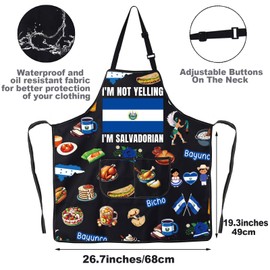 MYSOMY El Salvador Kitchen Apron Salvadoran Flag Apron Salvadorian Gift Salvadoran Food Apron El Salvador Pride Gift (YELLING UK1)