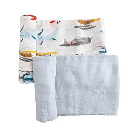 Little Unicorn Air Show Cotton Muslin Swaddle Blanket Set | Set of 2 | 100% Cotton | Super Soft | Newborns and Infants | Large 47 x 47 | Machine Washable