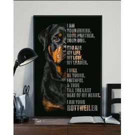 I Am Your Friend Your Partner Your Dog I Am Your Rottweiler Dog Poster Metal Tin Sign Wall Decor for Garage Man Cave Bar Kitchen metal tin sign 8x12 Inch
