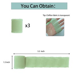3 Rolls Chiffon Ribbon, 1.5 Inch x 5.5 Yard Total 16.5 Yards Ribbons for Gift Wrapping Sage Green Ribbon, Hair Ribbon for Crafts Decorating Bouquet Wrap Wedding Invitation Etc