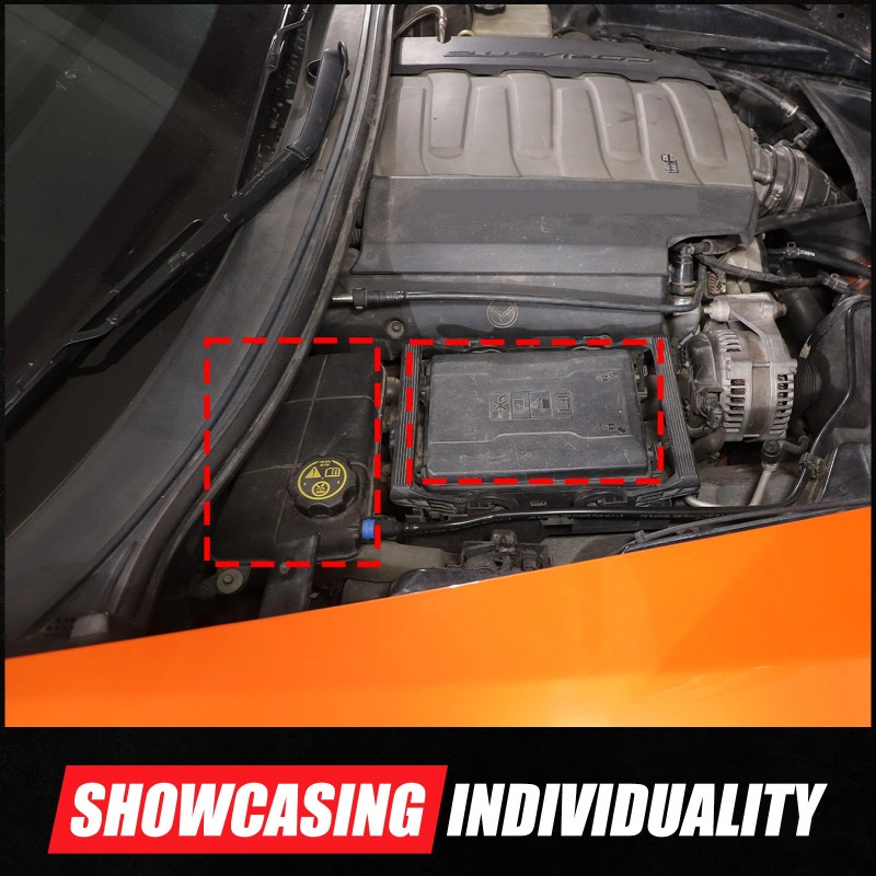 Fuse Box Alternator Cover Crossed For Corvette C7 2014-2019 Black