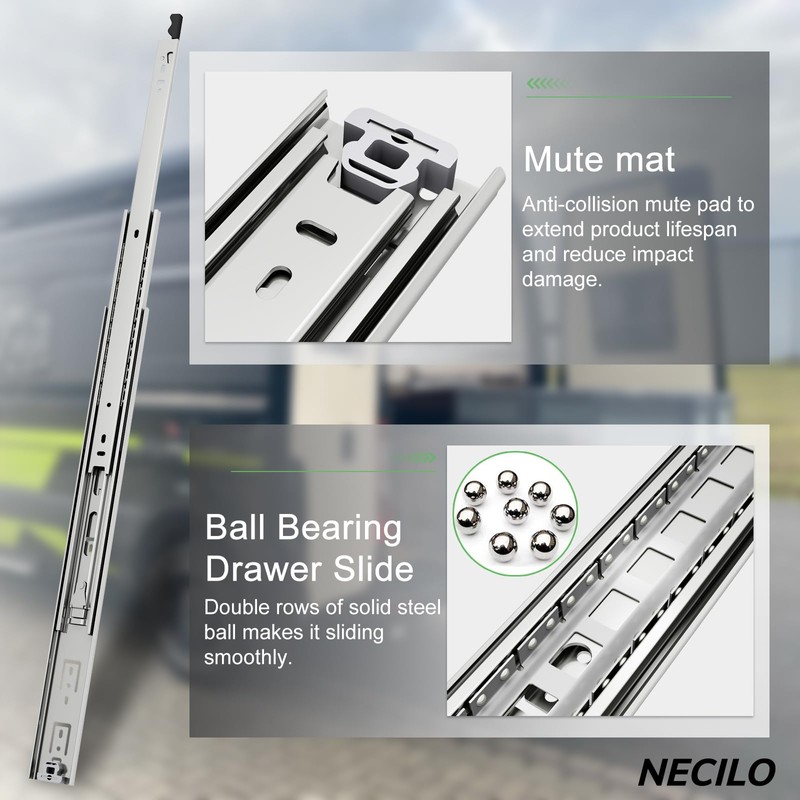 NECILO Heavy Duty Locking Drawer Slides with Lock, 150lb Capacity