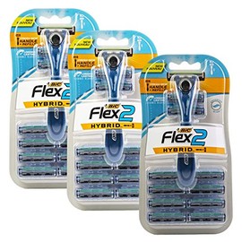 Bic Flex 2 Hybrid Razor - 1 Handle & 10 Cartridges Per Package - Pack of 3