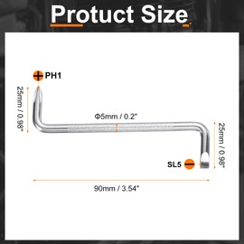 sourcing map Offset Screwdriver Set PH1/SL5 Phillips Slotted Head Right Angle 90 Degree Screw Driver Double Ended Z-Type Hand Tool for Home Appliance Repair