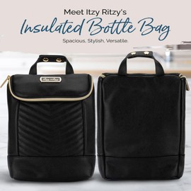 Itzy Ritzy Insulated Bottle Bag – Keeps Bottles Warm or Cool - Holds 3 Bottles and Features Interior Pocket For Ice Pack (Not Included), Jetsetter