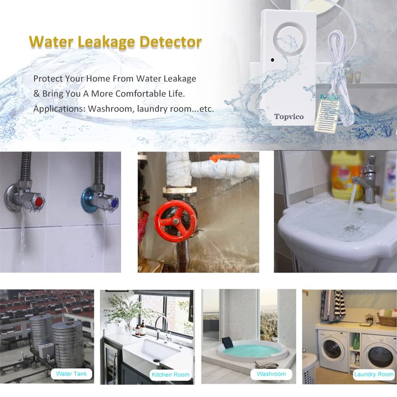 Topvico Water Sensor Alarm for Home, Sump Pump, Basements, RV