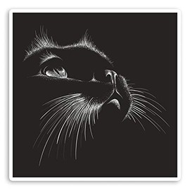 2 x 10cm Black Cat Face Vinyl Stickers - Cats Kitten Cute Laptop Sticker #34067 (10cm Wide)