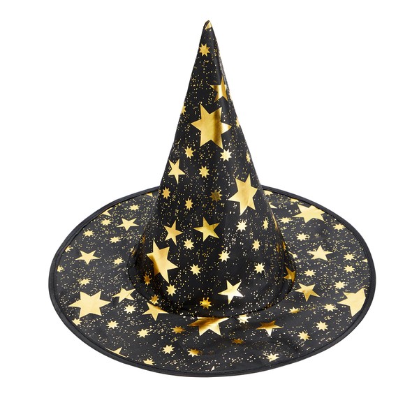 Komorebi Witch Hat Kids Witch Costume for Girls Halloween Party Costume Decorations Star Hats Pointed Cap 02 Black One Size