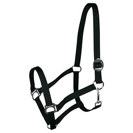 York Nylon Headcollar Headpiece Adjustable with Sliding Buckle Harmony Horse Halter (X-Full, Black)