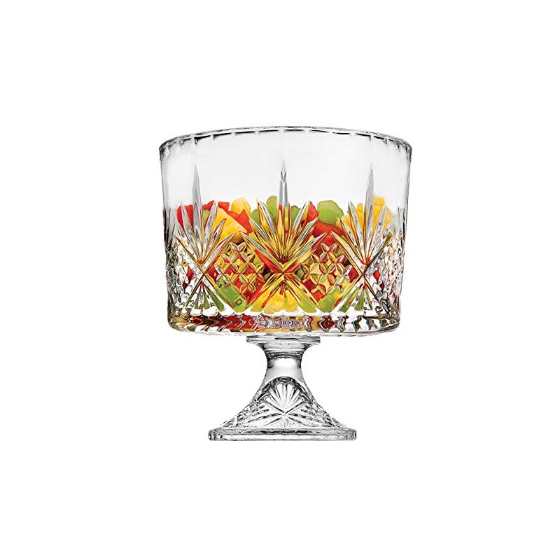 Godinger Trifle Bowl, Fruit Bowl, Crystal Glass Footed Trifle Bowls,