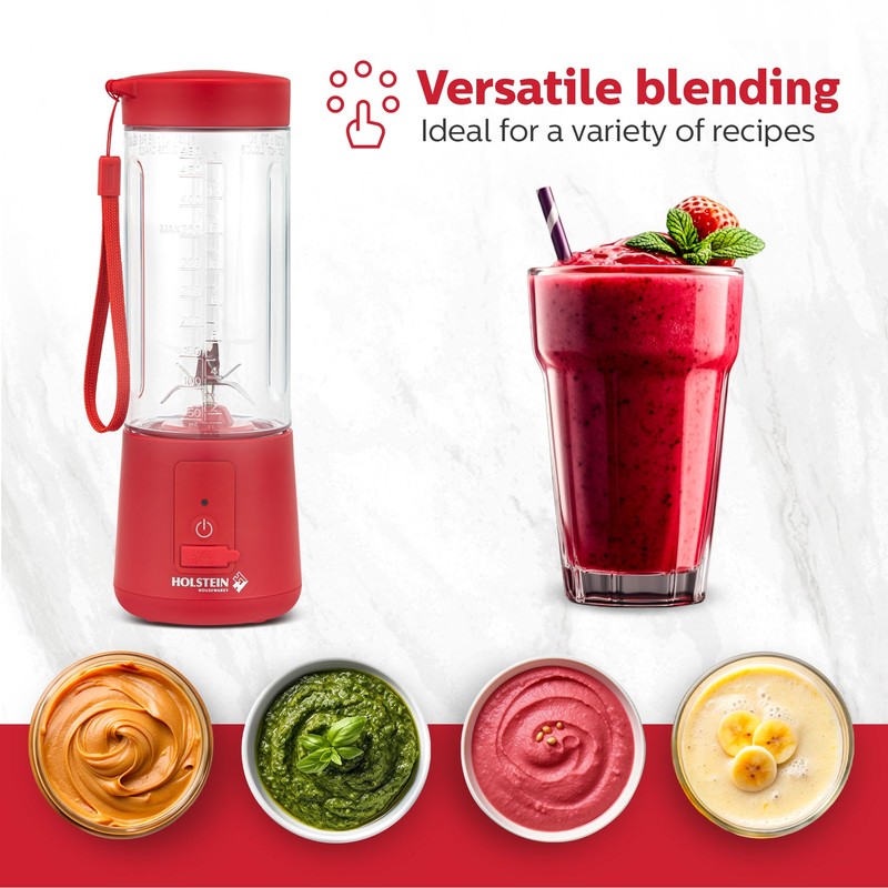 Holstein Housewares - USB Portable Blender, 16oz Personal Smoothie &