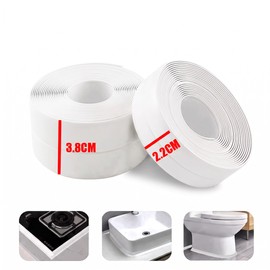 White Waterproof Caulk Strip Tape, Self-Adhesive PVC Sealing Strip for Bathroom Sink, Tub, Shower, Toilet & Kitchen