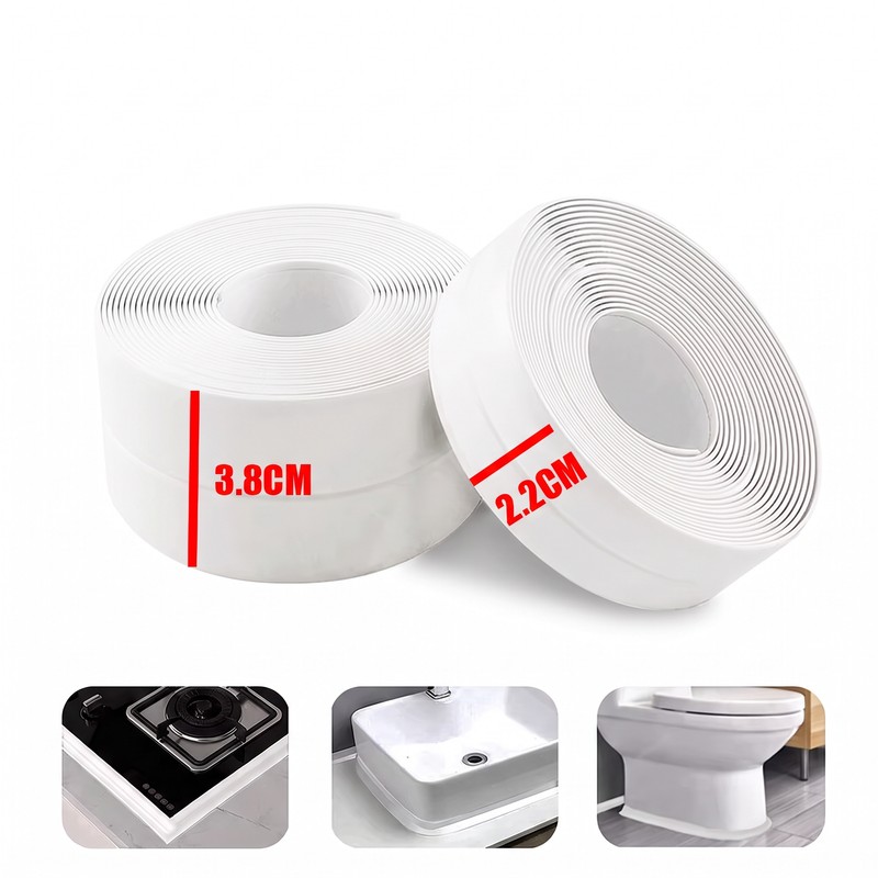 White Waterproof Caulk Strip Tape, Self-Adhesive PVC Sealing Strip for