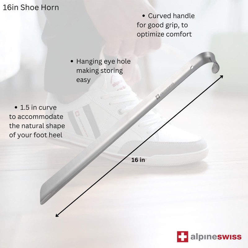 Alpine Swiss Heavy Duty Stainless Steel Shoe Horn Long Handle