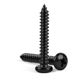 MewuDecor #12 x 3 Pan Head Self Tapping Screws Sheet Metal Wood Screws, Black Oxide, 304 Stainless Steel 18-8, 25 PCS