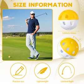 Junkin 50 Pack Practice Golf Balls Limited Flight Plastic Impact Golf Balls 1.65 Inch Hollow Soft Training Resistant EVA Foam Realistic Feel for Indoor Outdoor Swing Training(Yellow)
