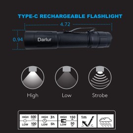 3 Pack Mini Small Pocket LED Flashlight，USB Rechargeable High Lumens Bright Powerful EDC Flash Lights，Pocket EDC Flash Light and Aluminum Handheld Flashlight Bulk for Home, Emergency, Camping (3)