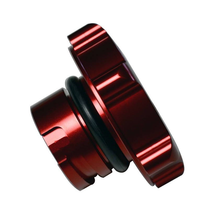 VMS RACING RED OIL CAP with SILVER ENGINE OIL NOTICE
