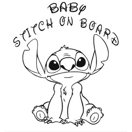The Original Baby Stitch On Board - Baby On Board Decal by Check Custom Design -Car/Truck/RV/Window/Laptop/Tumbler/Bumper/Phone/Camper/Trailer - Multiple Sizes and Colors