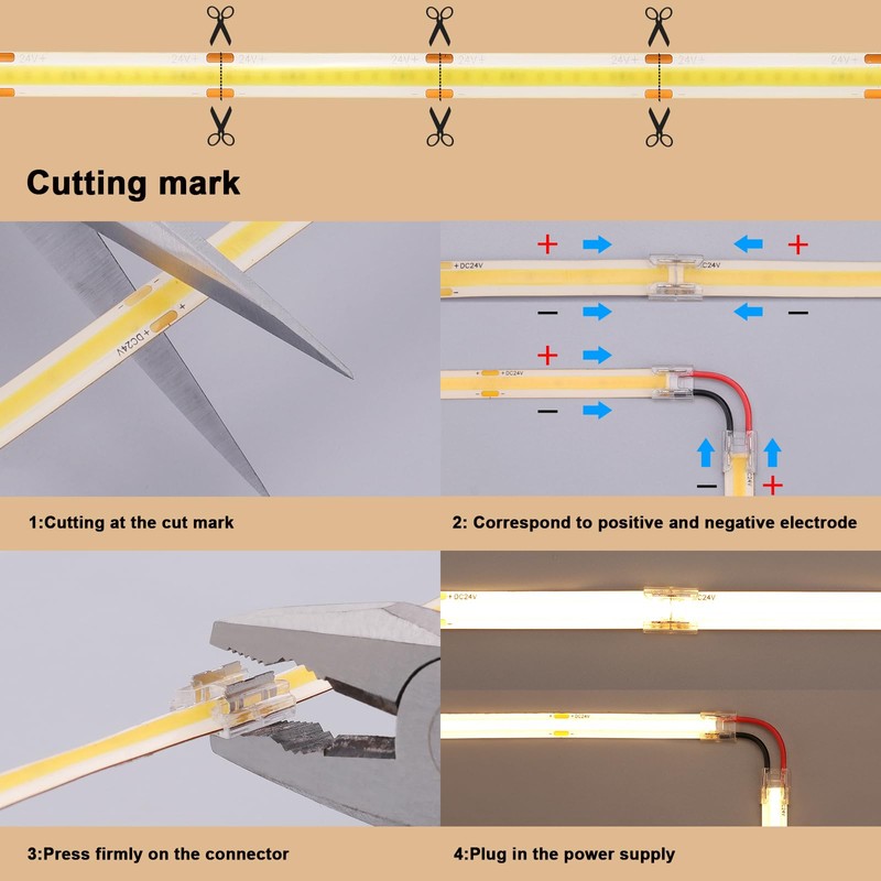 BENLUN 24V COB LED Strip Light Outdoor Waterproof 65.6ft (2
