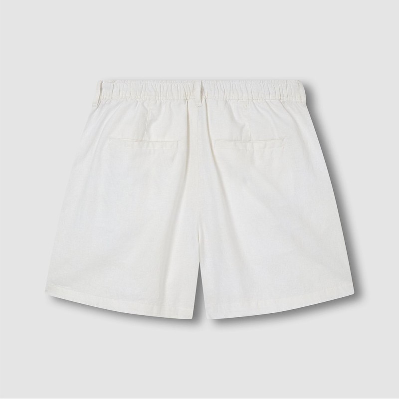 JAJU [JAJU] Soft Linen Blend Half Pants_White