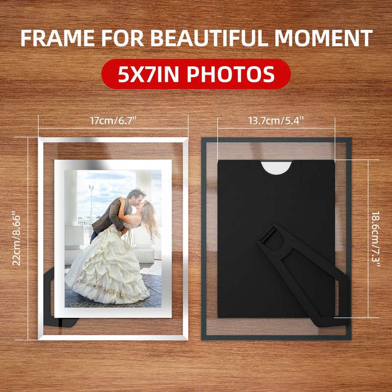 Komimaci 5x7 Picture Frames - Glass Photo Frame for Tabletop/Desktop