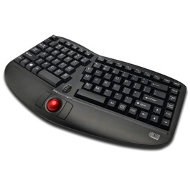 Adesso WKB-3150UB - Wireless Ergonomic Keyboard with Built-in Removable Trackball and Scroll Wheel, Split Key, Long Battery Life, Small and Portable -Compatible for Laptop/Desktop/PC/Windows XP/7/8/10