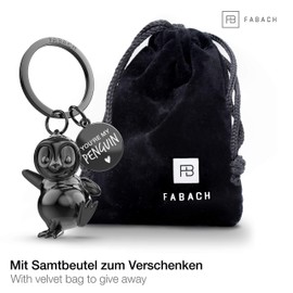 Fabach Breezy the Penguin Keyring Engraved with "You're My Penguin", Lucky Charm Keyring, Gift for a Girlfriend, Boyfriend or Partner, Birthday or Anniversary Gift. Black