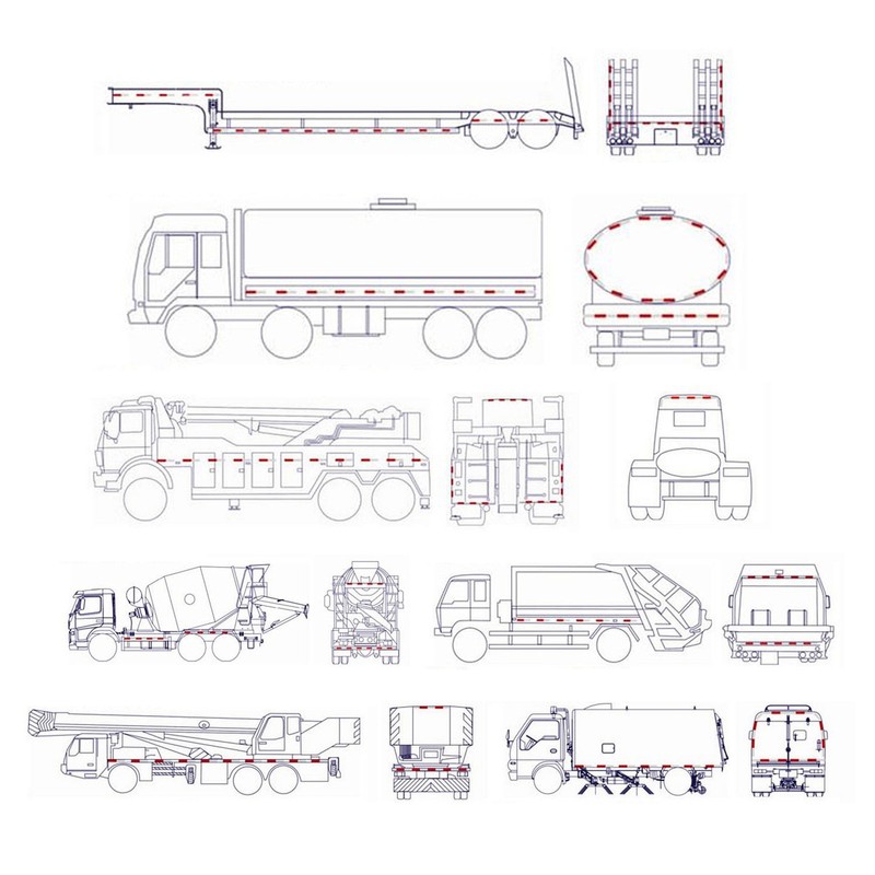 MFC PRO 6" Rectangular Stick-on/Screw Mount Reflectors (Kit 4/White+Yellow)