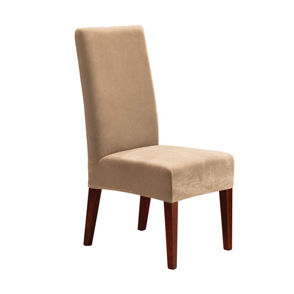 SureFit Stretch Pique Short Dining Chair Slipcover in Cream