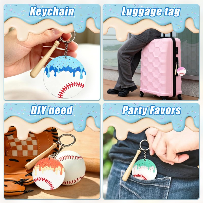 Super Ubelle 12 Pcs Ice Cream Drip Baseball Keychain &