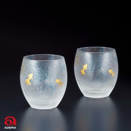 ADERIA 【 Premium Nippon Taste Goldfish Fireworks Rock Glass 345ml Pair Set Made in Japan, Gift Box S6268 】 Whisky, Stylish, Gift, Female, Mother's Day, Tableware, Father's Day, Couple, Male, Moving