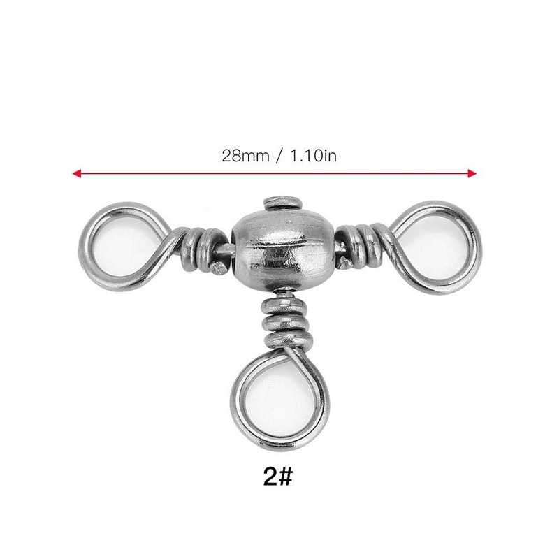 VGEBY 20pcs Three Way Swivel T-Turn Fishing Rod Swivel 3