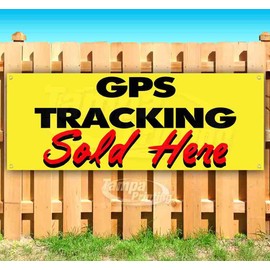 Gps Tracking Sold Here Banner 13 oz | Non-Fabric | Heavy-Duty Vinyl Single-Sided With Metal Grommets