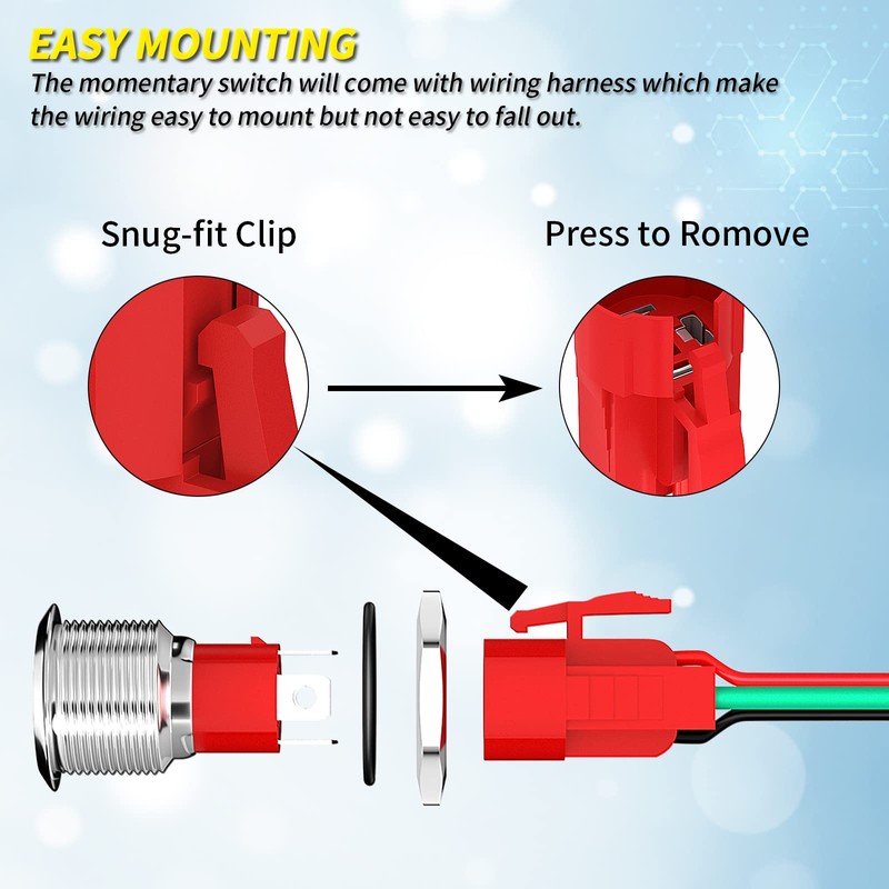 Joinfworld 20 Amp Momentary Push Button Switch 12V Marine Waterproof