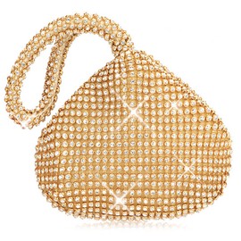 Women Evening Bag Clutch Rhinestone Purse Bling Glitter Handbags for Wedding Party Prom (Gold)
