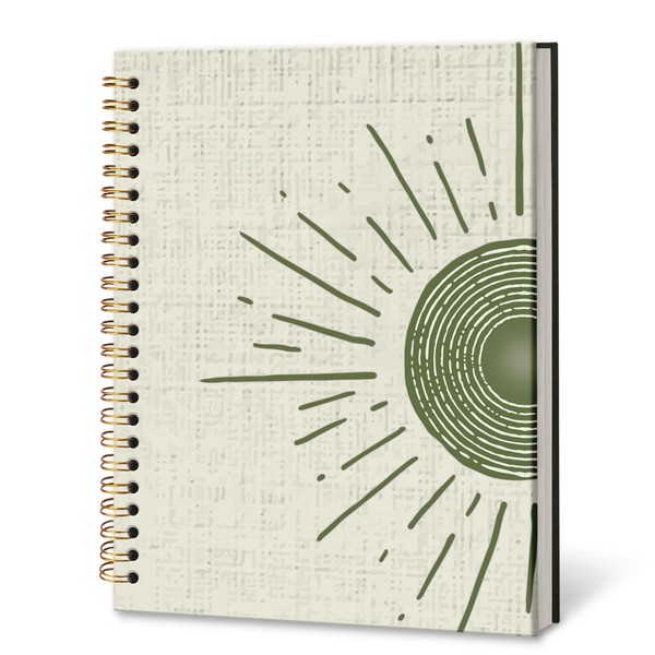 DILSJ Green Boho Sunshine Notebook Journal, Abstract Minimalist Olive Green