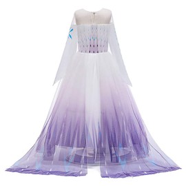 Girls Elsa 2 White Princess Costume, Net Skirt, Snow Queen, Long Sleeve Fancy Dress Outfit for Kids - Ballon White (1)
