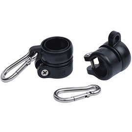 LOCC Marine Products - 1" Flag Mounting Rings with Stainless Steel Carabiners - Fits a Whip, Antenna, Pole or Rod with an Outer Diameter Between 3/4" to 1" - Qty 1 Kit - Color Black