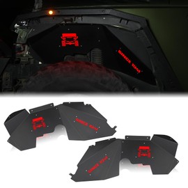 JROAD Inner Fender Front Fender Liners Compatible with Jeep Wrangler JK JKU Aluminum,with 4 LED Lights for 2007-2018 Wrangler Accessories JK JKU Sport Sahara Rubicon 2/4 Doors