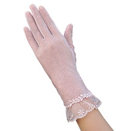 Euyqs Women's Gloves, UV Protection, Stylish, Bicycle, Driving, Anti-Slip, Sun Protection, Thin Gloves, Summer, #1 Purple Pink