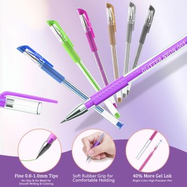 CAISEXILE Glitter Gel Pens for Adult Coloring Books, 96 Pack Artist Gel Pens 48 Colors with 50% More Ink for Drawing Note Taking Crafts Scrapbooks Journaling Doodling Diary Back to School Supplies