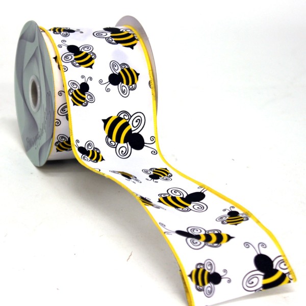 Bumble Bee Black & Yellow Ribbon Wired 2.5" (10 Yards)