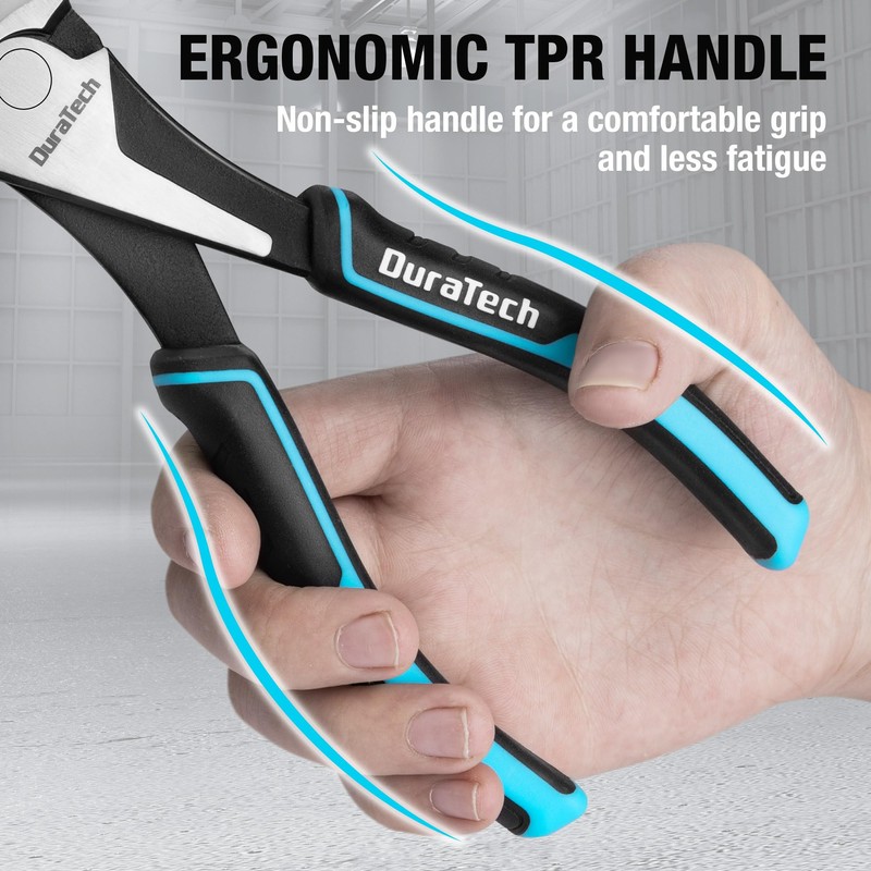 DURATECH 7" High Leverage Diagonal Cutters, Cr-Ni Wire Cutters, Side