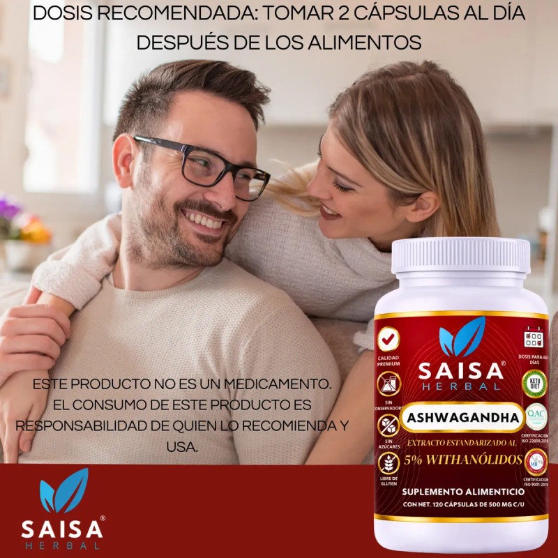 Suplemento Estres Ashwa 120 Caps Extracto Whitanolid