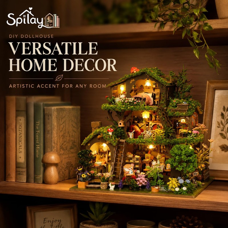 Spilay DIY Miniature House Kit for Adults, Miniature Dollhouse Building