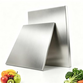 Stainless Steel Cutting Board with L-Shaped Lip & Silicone Pads, Heavy Duty Metal Prep Board for Kitchen Countertop, Non-Porous Surface for Meat, Dough & Vegetables (15.75 × 23.62 inch)