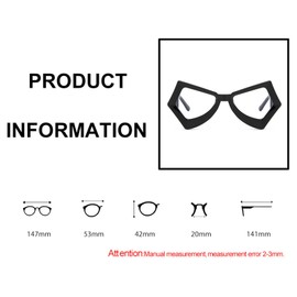 Fon ALLey Vintage Polygon Butterfly Cat Eye Eyeglass Frames for Women Anti-blue Light Computer Glasses (Black)